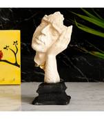 eCraftIndia White Antique Finish Thinking Man Face Handcrafted Decorative Polyresin Showpiece