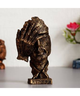 eCraftIndia Antique Finish Man Hand on Face Handcrafted Decorative Polyresin Showpiece 1