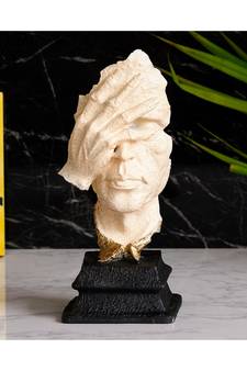 eCraftIndia White Antique Finish Man Hand on Face Handcrafted Decorative Polyresin Showpiece