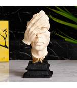 eCraftIndia White Antique Finish Man Hand on Face Handcrafted Decorative Polyresin Showpiece