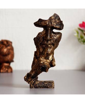 eCraftIndia Antique Finish Finger on Man Lips Handcrafted Decorative Polyresin Showpiece 1