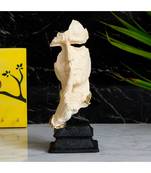 eCraftIndia White Antique Finish Finger on Man Lips Handcrafted Decorative Polyresin Showpiece