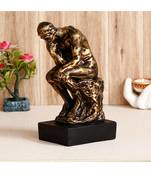 eCraftIndia Antique Finish Thinking Man Sitting on Rock Handcrafted Decorative Polyresin Showpiece