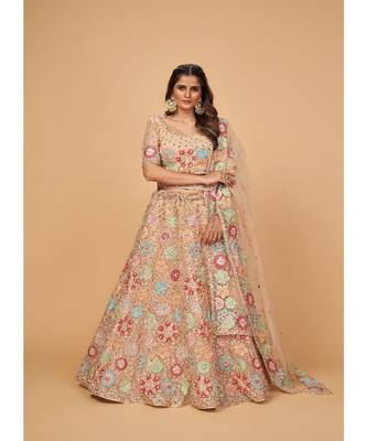 Floral hand work lehenga choli set 1