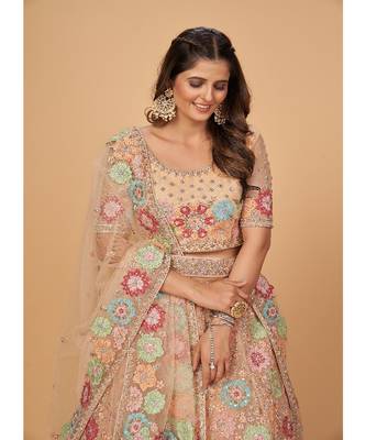 Floral hand work lehenga choli set 2