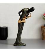 eCraftIndia Lady Playing Saxophone Musical Instrument Antique Finish Handcrafted Decorative Polyresin Showpiece