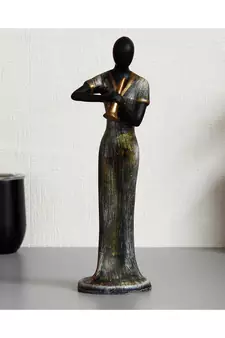 eCraftIndia Lady Playing Clarinet Musical Instrument Antique Finish Handcrafted Decorative Polyresin Showpiece