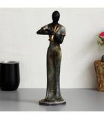 eCraftIndia Lady Playing Clarinet Musical Instrument Antique Finish Handcrafted Decorative Polyresin Showpiece