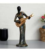 eCraftIndia Lady Playing Guitar Musical Instrument Antique Finish Handcrafted Decorative Polyresin Showpiece