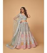 Cut-paste heavy work on lehenga choli set