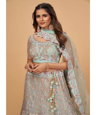 Cut-paste heavy work on lehenga choli set 2