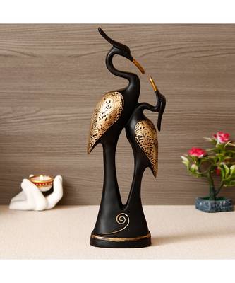 eCraftIndia Black Loving Swan Couple Handcrafted Polyresin Decorative Showpiece 1