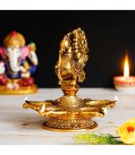 eCraftIndia Golden Peacock Designer Diya Metal Stand