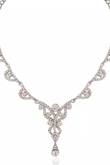 Exquitely  Rhodium Plated Australian Diamond Stone  Necklace Set