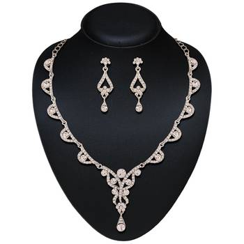 Exquitely  Rhodium Plated Australian Diamond Stone  Necklace Set 2