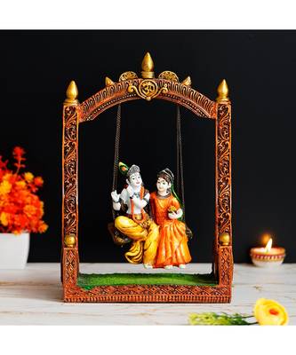 Radha Krishna Jhula Idol and Decorative Swing Showpiece 1