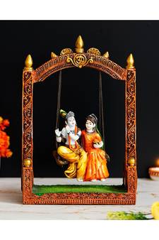 Radha Krishna Jhula Idol and Decorative Swing Showpiece