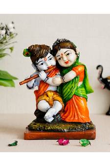 eCraftIndia Colorful Radha Krishna Artistic Polyresin Figurine