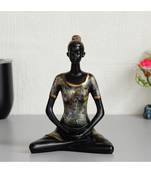 eCraftIndia Lady with Folded Hands in Yoga Pose Antique Finish Handcrafted Decorative Polyresin Showpiece