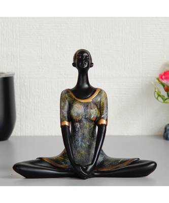 eCraftIndia Lady in Butterfly Yoga Pose Antique Finish Handcrafted Decorative Polyresin Showpiece 1