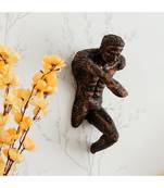 eCraftIndia Man in Running Pose on Wall Antique Finish Handcrafted Polyresin Wall Decorative
