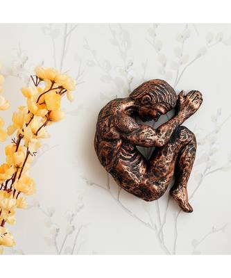 eCraftIndia Man in Baby like Pose in Mother Womb Antique Finish Handcrafted Polyresin Wall Decorative 1
