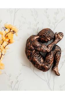 eCraftIndia Man in Baby like Pose in Mother Womb Antique Finish Handcrafted Polyresin Wall Decorative