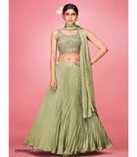 Olive Green Crush Base Designer Lehenga Choli with Dupatta