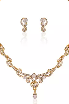 Glorius Gold Plated Australian Diamond Stone  Necklace Set