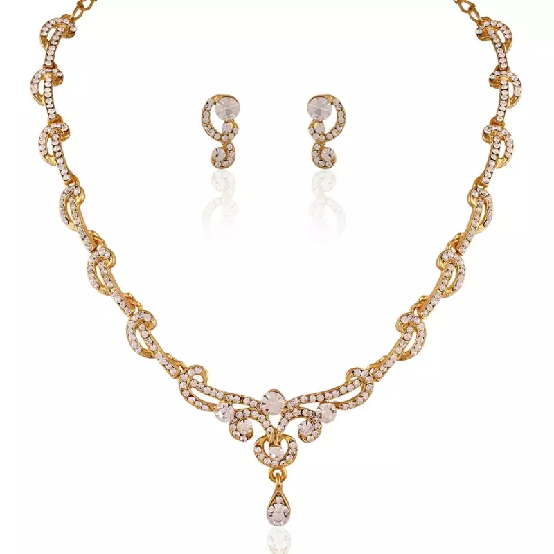 Glorius Gold Plated Australian Diamond Stone  Necklace Set