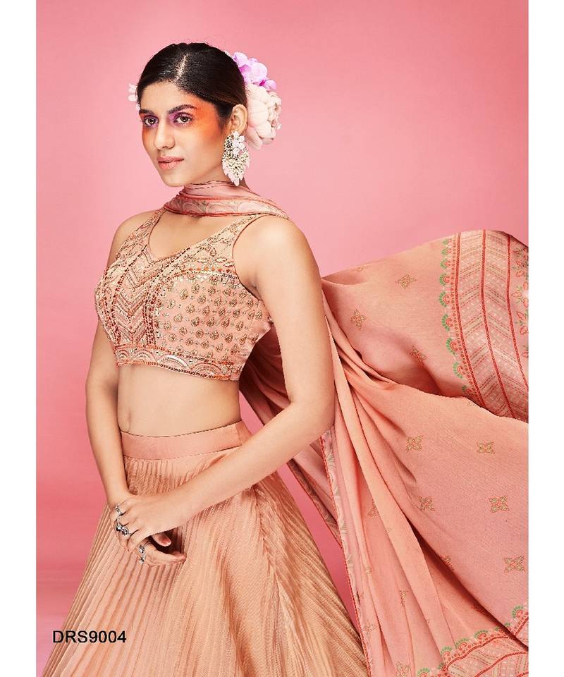 Orange Color Crush Base Fancy Lehenga Choli with Dupatta