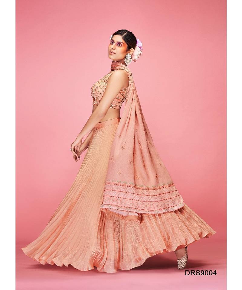Orange Color Crush Base Fancy Lehenga Choli with Dupatta
