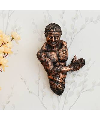 eCraftIndia Man Coming Inside from Wall Antique Finish Handcrafted Polyresin Wall Decorative 1