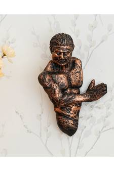 eCraftIndia Man Coming Inside from Wall Antique Finish Handcrafted Polyresin Wall Decorative