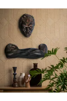 eCraftIndia Man Face with Folded Hands Pose Antique Finish Handcrafted Polyresin Wall Decorative