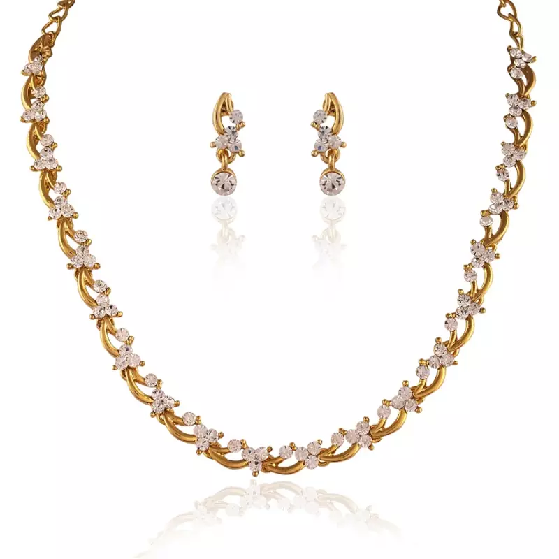 Classy Gold Plated Australian Diamond Stone  Necklace Set