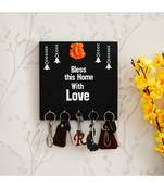 eCraftIndia Lord Ganesha "Bless This Home With Love" 5 Hooks Designer Wooden Key Holder