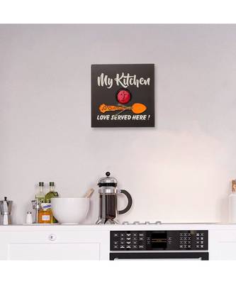 eCraftIndia "My Kitchen, Love Served Here!" Mother's Love Theme Decorative Wooden Wall Hanging 1