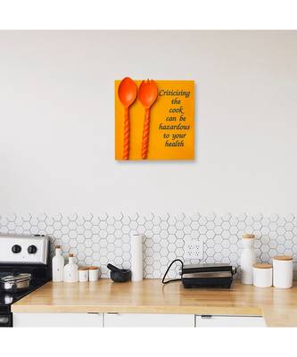 eCraftIndia "Criticising the cook can be hazardous to your health" Kitchen Theme Decorative Wooden Wall Hanging 1
