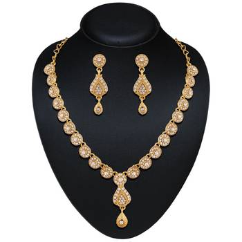 Gleaming Gold Plated Australian Diamond Stone  Necklace Set 2