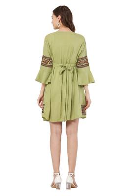 PAVONINE Pista Color Rayon Fabric Printed Short Midi 2