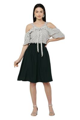 PAVONINE Black Color Off-Shoulder Cut Midi 1