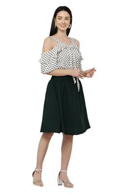 PAVONINE Black Color Off-Shoulder Cut Midi 4