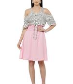 PAVONINE Light Pink Color Off-Shoulder Cut Midi