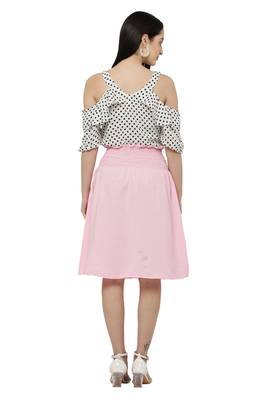 PAVONINE Light Pink Color Off-Shoulder Cut Midi 2