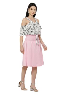 PAVONINE Light Pink Color Off-Shoulder Cut Midi 4