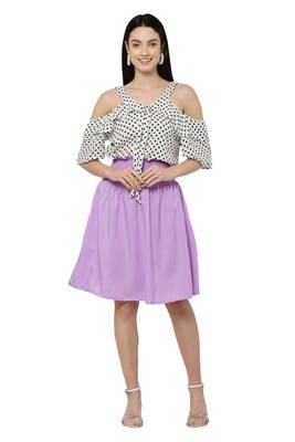 PAVONINE Purple Color Off-Shoulder Cut Midi 1