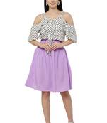 PAVONINE Purple Color Off-Shoulder Cut Midi