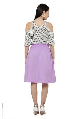 PAVONINE Purple Color Off-Shoulder Cut Midi 2