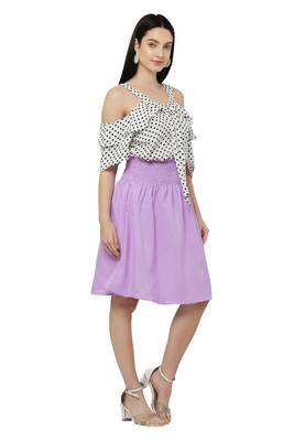 PAVONINE Purple Color Off-Shoulder Cut Midi 4